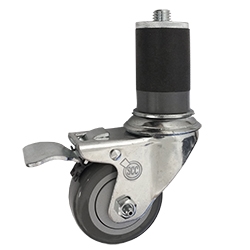 3-1/2" Expanding Stem Stainless Steel Swivel Caster with Polyurethane Tread and Total lock brake