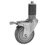 4" Expanding Stem Stainless Steel Swivel Caster with Polyurethane Tread and total lock brake