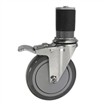 5" Expanding Stem Stainless Steel Swivel Caster with Polyurethane Tread and total lock brake