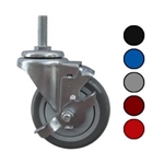Metric stem caster with 4 inch polyurethane wheel and top lock brake
