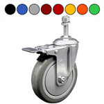 10mm threaded stem caster with 5 inch polyurethane wheel and total lock