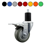 3-1/2" Expanding Stem Swivel Caster with Polyurethane Tread and total lock brake