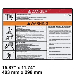 NEW JLG WARNING/DANGER PLAT DECAL 1703797
