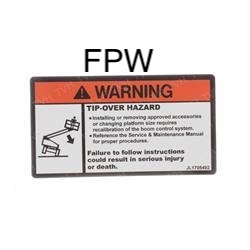 NEW JLG TIP OVER CHANGE DECAL 1705492