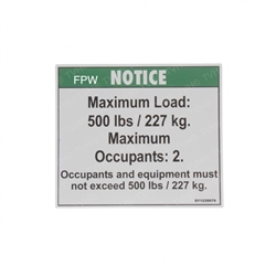NEW GENIE NOTICE MAX LOAD 500LBS DECAL 37052