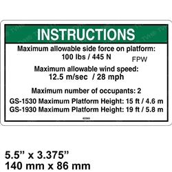 NEW GENIE NOTICE SIDE FORCE ANSI DECAL 82565