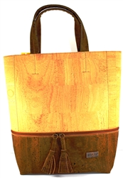 Large Brown and Natural Colour cork Bag with Interior Pocket