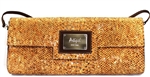 Cork Clutch Bag in Natural Colour Cork with a Gold thread.