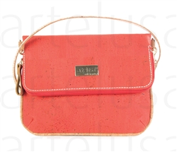 Cork Fold Over Orange Pochette + shoulder strap