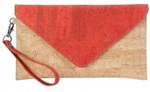 Envelope cork clutch Coral/Natural