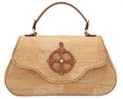 Cork Handbag with Compass and World map