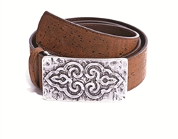 Ladies Cork Belt with Fantasy Buckle Brown