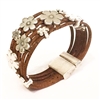 Cork Bracelet with lot of daisies 6 strands