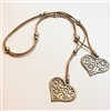 long cork necklace with 2 hearts