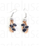 Beige Earrings with Black Metal Beads