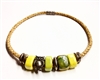Cork Necklace Lemon Lime ceramic beads with owl