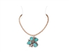 Blue Flower Cork Silver Necklace