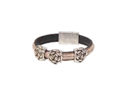 3 Flowers Silver Cork Bracelet