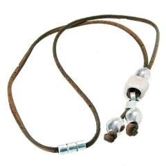 Brown Cork Necklace w/white ceramic bead