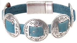 Turquoise Cork Bracelet with 5 shields