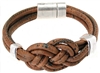 Brown Cork Knot Bracelet with two metalic rings