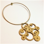 Cork Necklace gold Compass with diamontes