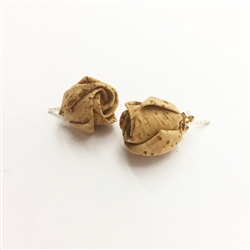 Cork Earrings Origami Rose Buds Large