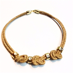 Cork necklace Knots with diamontes