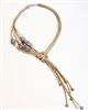 Cork Necklace  Silver 6 strand lavender beads