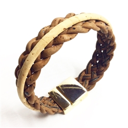 Cork Bracelet Brown Braid with Natural