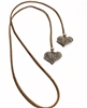 Cork Necklace/Belt 2 Hearts Brown