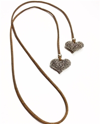Cork Necklace/Belt 2 Hearts Brown