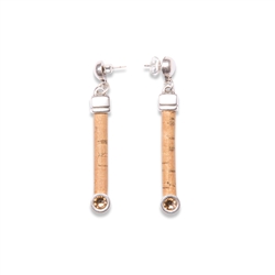 Cork Earrings Gold Drop diamonte