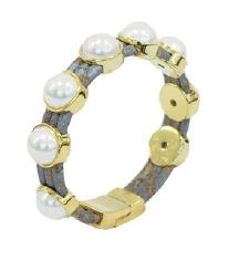 Cork Bracelet Pearls Grey