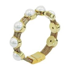 Cork Bracelet Pearls Natural