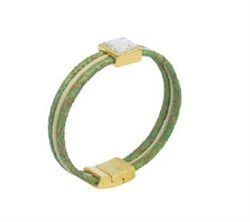 Cork Bracelet Green w/Diamonte