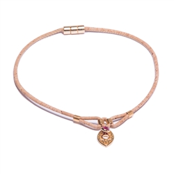 Cork necklace w/ pink diamonte