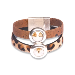 Cork bracelet Topaz/Leopard pattern