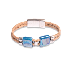 Cork bracelet blue ceramics
