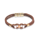 Cork bracelet brown various metals