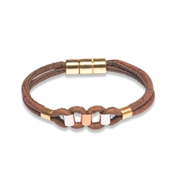 Cork bracelet brown various metals