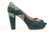 Blue Cork Peep Toe Heel shoes - Seashell