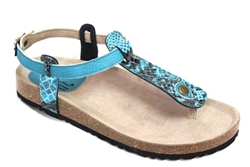 blue snake cork sandal