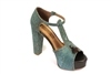 Blue cork heel shoes