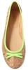 Ballerina Flats Natural Cork Neon Green trim