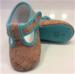 Baby Sandals Natural Cork/Blue trim