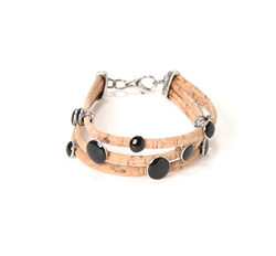 Cork bracelet w/ black metal beads