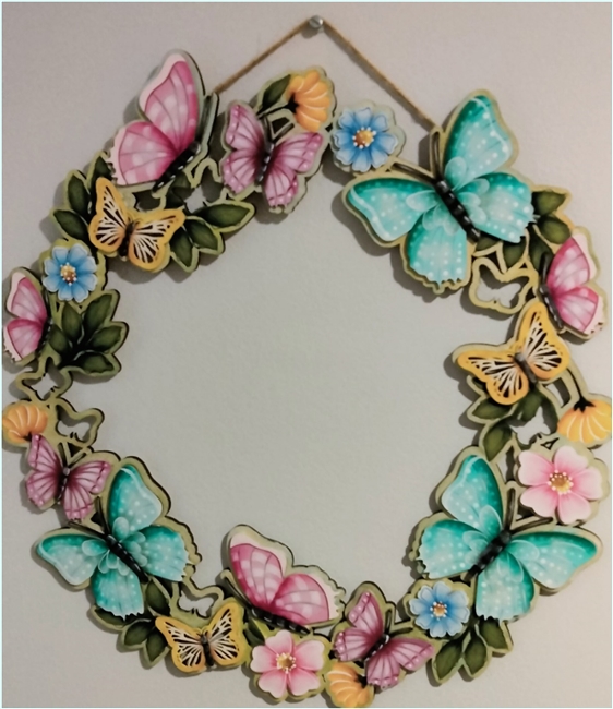 Feb 24 - Spring Butterfly Wreath painted design by by Lora Haberstroh