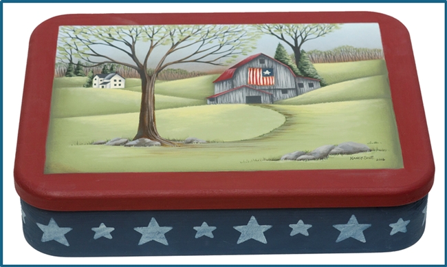 March 14, 2025 - Patriotic Barn Box by Nancy Scott CDA ~ Pocono Decorative Artists Zoom Seminar