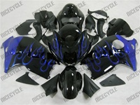 Black/Blue Flames Suzuki GSX-R 1300 Hayabusa Fairings